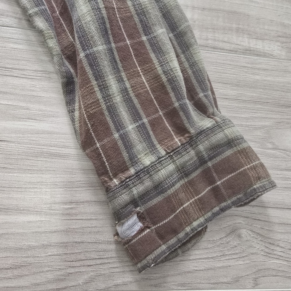 Woolrich Flannel Shirt Mens Large Button Up Long Sleeve Brown Plaid - Picture 9 of 14